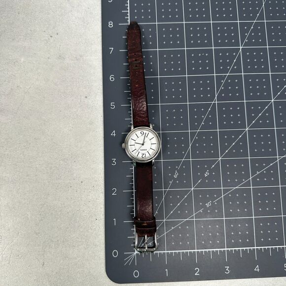 Fossil Watch Womens 31mm White Dial Silver Tone Brown Band Casual New Battery main image 9